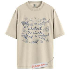 Protect the Sharks Shirt, Save Ocean Wildlife T-Shirt, Marine Conservation Graphic Tee, Eco-Friendly Gift for Ocean Lovers, Shark Awareness Comfort Colors Shirt