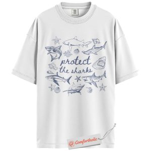 Alternative view of Protect the Sharks Shirt, Save Ocean Wildlife T-Shirt, Marine Conservation Graphic Tee, Eco-Friendly Gift for Ocean Lovers, Shark Awareness Comfort Colors Shirt