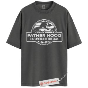 Alternative view of Fatherhood Shirt, Funny Dinosaur Dad T-Shirt, Like a Walk in the Park Graphic Tee, Jurassic Parody Gift for Fathers, Cool Dad Comfort Colors Shirt