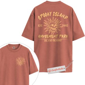 Spooky Island Shirt, Haunted Amusement Park T-Shirt, Halloween Resort Graphic Tee, Vintage Skull Aesthetic Comfort Colors Shirt 2-Sided