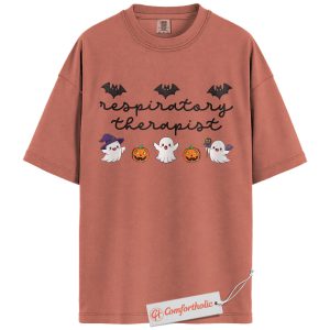 Respiratory Therapist Halloween Shirt, Cute Ghost and Pumpkin T-Shirt, Spooky Medical Worker Graphic Tee, Fall Gift for RTs, Halloween Comfort Colors Shirt