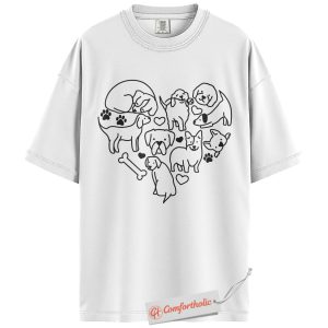 Alternative view of Dog Lover Heart Shirt, Cute Puppy Outline T-Shirt, Pet Owner Graphic Tee, Gift for Dog Moms & Dads, Animal Rescue Comfort Colors Shirt
