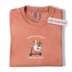 Christian Goose on the Loose Shirt, Funny Religious T-Shirt, Cute Animal Graphic Tee, Christian Humor Gift, Faith-Inspired Comfort Colors Shirt