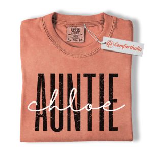Personalized Auntie Shirt, Custom Name T-Shirt for Aunts, Cute Family Graphic Tee, Gift for Aunties, Comfort Colors Shirt