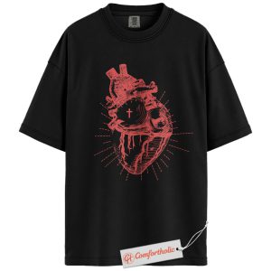 Sacred Heart Shirt, Christian T-Shirt, Religious Cross Graphic Tee, Faith-Based Spiritual Comfort Colors Shirt