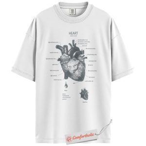 Alternative view of Anatomical Heart Shirt, Human Heart Anatomy T-Shirt, Cardiology Medical Graphic Tee, Biology Educational Comfort Colors Shirt