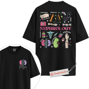 Personalized Nephrology Shirt, Custom Kidney Doctor & Nurse T-Shirt, Dialysis Medical Graphic Tee, Healthcare Worker Appreciation Comfort Colors Shirt 2-Sided