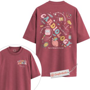 Personalized Cardiology Nurse Shirt, Custom Cardiac Nurse Name T-Shirt, Funny Heart Medical Graphic Tee, Healthcare Worker Appreciation Comfort Colors Shirt 2-Sided
