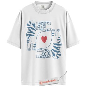 Alternative view of Cat Heart Shirt, Whimsical Feline Love T-Shirt, Cute Kitty Graphic Tee, Artistic Gift for Cat Lovers, Pet Lover Comfort Colors Shirt