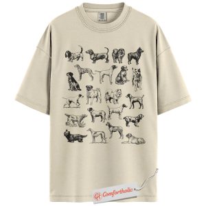 Dog Breed Shirt, Vintage Sketch Dog T-Shirt, Hand Drawn Pet Graphic Tee, Aesthetic Dog Lover Gift, Retro Animal Comfort Colors Shirt
