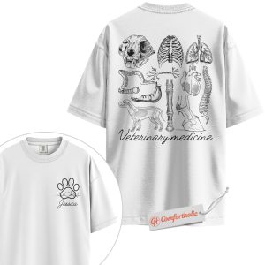 Alternative view of Custom Veterinary Medicine Shirt, Animal Anatomy T-Shirt, Personalized Vet Student Tee, Cute Gift for Future Veterinarians, Vet Tech Comfort Colors Shirt 2-Sided