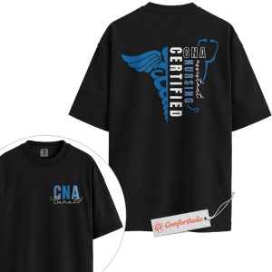 Custom CNA Shirt, Personalized Certified Nursing Assistant T-Shirt, Medical Symbol Graphic Tee, Gift for Certified Nurse Aides, Scrubs Comfort Colors Shirt 2-Sided