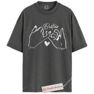 Personalized Besties Shirt, Pinky Promise Friendship T-Shirt, Custom Matching Gift for Best Friends, Cute BFF Graphic Comfort Colors Shirt