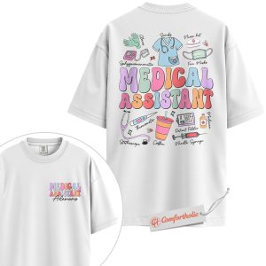 Alternative view of Custom Medical Assistant Shirt, Personalized Healthcare Worker T-Shirt, Cute Medical Supplies Graphic Tee, Gift for MA Professionals, MA Comfort Colors Shirt 2-Sided