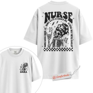 Alternative view of Custom Nurse Shirt, Some Days I Rock It Quote T-Shirt, Funny Skeleton Nurse Graphic Tee, Personalized Gift for RN & LPN, Nurse Comfort Colors Shirt 2-Sided