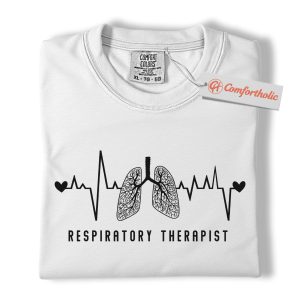 Alternative view of Respiratory Therapist Shirt, Heartbeat Lungs Graphic Tee, Medical Professional T-Shirt, Gift for RTs, Respiratory Care Comfort Colors Shirt