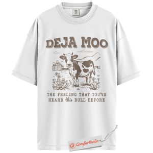 Alternative view of Deja Moo Shirt, Funny Cow Pun T-Shirt, Farm Animal Graphic Tee, Rustic Comfort Colors Shirt