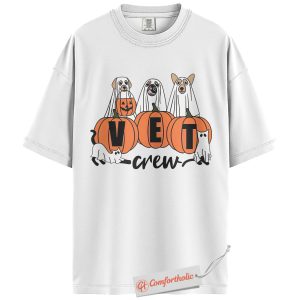 Alternative view of Halloween Vet Crew Shirt, Ghost Veterinarian T-Shirt, Vet Graphic Tee, Animal Lover Gift, Spooky Season Comfort Colors Shirt