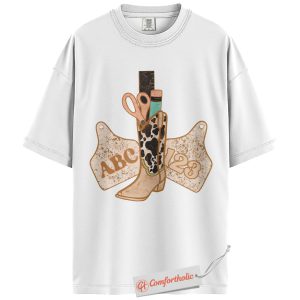 Alternative view of Cowboy Boot Teacher Supplies Shirt, ABC 123 Classroom Graphic Tee, Back to School T-Shirt, Educator Comfort Colors Shirt