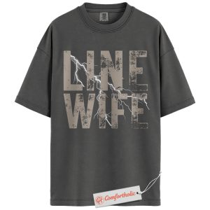 Alternative view of Line Wife Shirt, Lineman Support Tee, Proud Lineman Wife T-Shirt, Gritty Lightning Comfort Colors Shirt