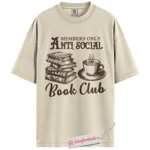 Anti Social Book Club Shirt, Vintage Reader Graphic Tee, Introvert Literary T-Shirt, Book Lover Comfort Colors Shirt