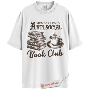 Alternative view of Anti Social Book Club Shirt, Vintage Reader Graphic Tee, Introvert Literary T-Shirt, Book Lover Comfort Colors Shirt