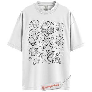 Alternative view of Sea Shell Shirt, Starfish Ocean Tee, Beach Lover Graphic T-Shirt, Coastal Summer Comfort Colors Shirt