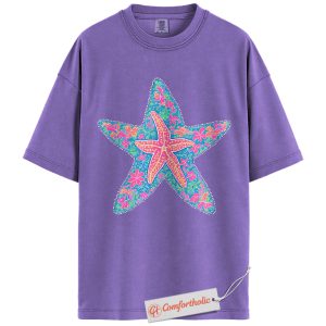 Floral Starfish Shirt, Colorful Sea Life T-Shirt, Ocean Animal Graphic Tee, Beachcore Aesthetic Top, Summer Comfort Colors Shirt