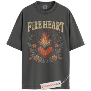 Alternative view of Fire Heart Shirt, Aelin Galathynius Shirt, Throne of Glass Shirt, Vintage Fantasy Graphic Shirt, Bookish Comfort Colors Shirt