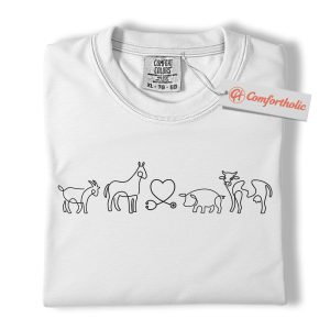 Alternative view of Vet Tech Shirt, Country Veterinarian Tee, Farm Animal Line Art T-Shirt, Veterinary Comfort Colors Shirt