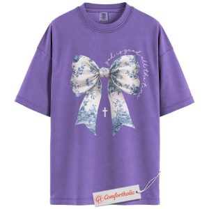 Alternative view of God Is Good All The Time Shirt, Christian Shirt, Bow and Cross Graphic Shirt, Vintage Faith Shirt, Comfort Colors Shirt