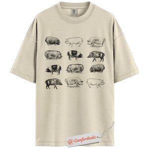 Pig Breeds Shirt, Farm Animal Shirt, Vintage Comfort Colors Shirt