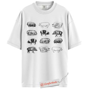 Alternative view of Pig Breeds Shirt, Farm Animal Shirt, Vintage Comfort Colors Shirt