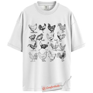 Alternative view of Chicken Breeds Shirt, Farm Animal Shirt, Vintage Comfort Colors Shirt