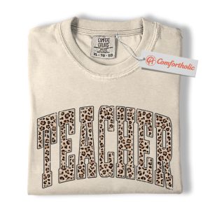 Alternative view of Leopard Teacher Shirt, Teacher Comfort Colors Shirt