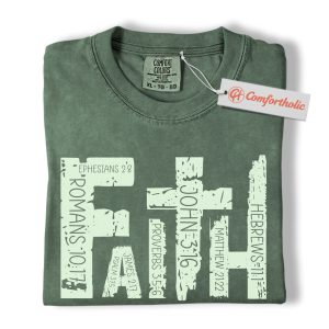 Alternative view of Bible Verse Faith Shirt, Christian Scripture Shirt, Religious Cross Shirt, Inspirational Comfort Colors Shirt