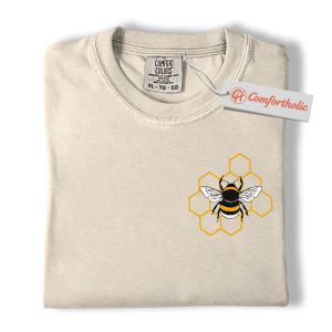 Alternative view of Bee Shirt, Honeycomb Shirt, Save the Bees Comfort Colors Shirt