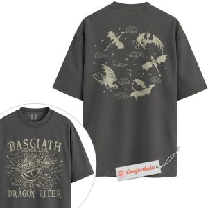 Alternative view of Fourth Wing Shirt, Basgiath War College Shirt, Dragon Rider Shirt, Fantasy Book Lover Comfort Colors Shirt 2-Sided
