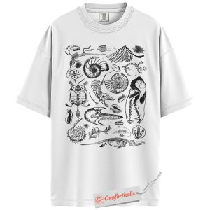Alternative view of Fossil Shirt, Prehistoric Sea Life Shirt, Paleontology Shirt, Skeleton Dinosaur Shirt, Dino Bones Comfort Colors Shirt