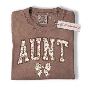 Floral Aunt Shirt, Vintage Auntie Shirt with Bow, Family Comfort Colors Tee