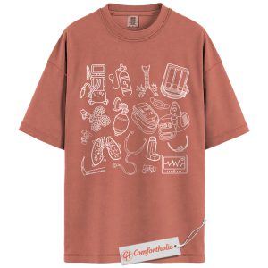 Alternative view of Respiratory Therapy Shirt, RT Medical Tools Graphic Tee, Pulmonology Art T-Shirt, Respiratory Care Comfort Colors Shirt