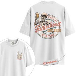Alternative view of Fatherhood One Beer at a Time Shirt, Funny Dad Shirt, Father's Day Shirt, Comfort Colors Shirt 2-Sided