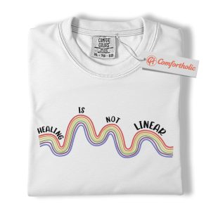 Alternative view of Healing Is Not Linear Shirt, Mental Health Awareness Shirt, Self-Care Rainbow Graphic Shirt, Emotional Wellness Shirt, Motivational Comfort Colors Shirt