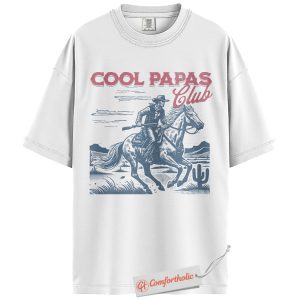 Alternative view of Cool Papas Club Shirt, Cowboy Dad Shirt, Western Rodeo Father’s Day Shirt, Vintage Horseback Riding Shirt, Retro Cowboy Comfort Colors Tee