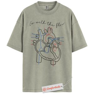 Go With the Flow Shirt, Funny Anatomy Heart Shirt, Cardiac Nurse Shirt, Cardiologist Shirt, Cardiology Comfort Colors Shirt
