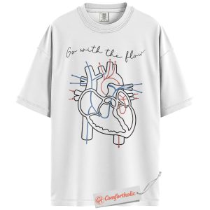 Alternative view of Go With the Flow Shirt, Funny Anatomy Heart Shirt, Cardiac Nurse Shirt, Cardiologist Shirt, Cardiology Comfort Colors Shirt