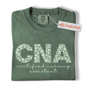 Alternative view of Floral CNA Shirt, Certified Nursing Assistant Shirt, Vintage Comfort Colors Shirt