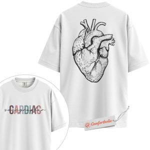 Alternative view of Cardiac Sonographer Shirt, Heart Anatomy Graphic Shirt, Ultrasound Technician Tee, Vintage Comfort Colors T-Shirt 2-Sided