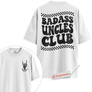 Alternative view of Badass Uncles Club Shirt, Funny Uncle Shirt, Cool Uncle Shirt, Comfort Colors Shirt 2-Sided