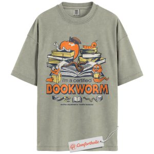 Certified Bookworm Shirt, Funny Book Lover Shirt, Retro Reading Shirt, Cute Worm in Book Shirt, Comfort Colors Shirt